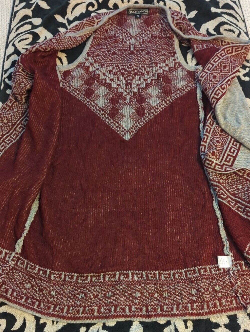 Almost Famous Gray Red Summer Weight Tunic Geometric Tribal Y2k Sleeveless - M - Picture 12 of 16